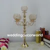 Alto de Cristal de casamento 5 vela candelabro suporte de vela suporte de metal candelabro decoração de casamento peça central decor387