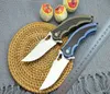 High End Flipper Folding Knife 100% Real M390 Satin Finish Blade Carbon Fiber & TC4 Titanium Handle Ball Bearing Knives