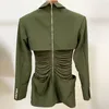 プレミアムの新しいスタイル最高品質オリジナルデザイン女性のセクシーなドレススリムフィットパック腰の肩パッドプリーツウエストイブニングドレス