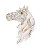 Exquisite Rhinestone Crystal Unicorn Horse Broche Pin Gold Color Dames Mannen Rhinestone Dierlijke Banket Party Broche Pins Gifts