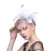 black Bird cage Net Wedding Bridal Fascinator Hats Face Veil Feather black for Masquerade party Prom accessory 7141704
