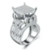 Hip Hop Micro Pave Rhinestone Iced Out Bling Gold Color Ring High Quality Crystal Rock Rings for Men Jewelry Z3N988