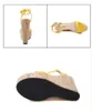женщины дизайнер сандалии скользит размер желтый деревянный зерно платформа клин высокой пятки сандалии 35 до 40