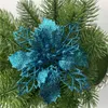 인공 크리스마스 꽃 반짝이 가짜 홈 선물 크리스마스 장식을위한 꽃 메리 크리스마스 트리 장식