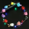 22 Styles blinkande LED -hårbandsträngar Glow Flower Crown Pannband Lättparty Rave Floral Accessories Garland Luminous Hair Wre9587776