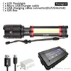 Wielofunkcyjna latarka LED Wbudowana bateria litowa 5000 mAh z XHP70.2 + COB LED Super Bright Waterproof Camping Light