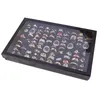 Velvet 100 Slots Ring Örhängen Visa Box Showcase Storage Case Holder Fack Smycken Arrangör Boxar med lock ik88