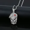 Hip Hop Sieraden Micro Pave Black Ops Skeletschedel Hanger Kettingen Zilveren Kubieke Zirkoon Iced Out Zirkoon Sieraden Mannelijke Gift223j