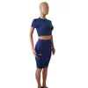 Casual Dresses Summer Women Hollow Short-sleeved Two Sets 2 Piece Set Club Outfit Sexy Party Night # 06121