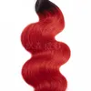 Brazilian Virgin Hair 3 Bundles 1B/red Straight Ombre Human Hair Three Pieces 12-26inch 1B Red Double Wefts Ruyibeauty