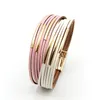 Meerlaagse metalen behuizing Gouden armband voor dames Mode-sieraden Lederen charme Ronde wikkelarmbanden Cadeau-accessoires
