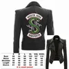 Kurtki damskie Serpents Southside Riverdale Print PU Leather Women South Side Streetwear Czarny płaszcz z kapturem Dziewczęca kurtka