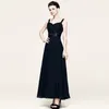 New Tea-length 3/4 Length Sleeve Dark Blue Chiffon Suits Lace A-line Mother Of The Bride Dresses Vestidos De Novia