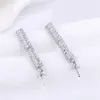 Vertical Bar Cubic Zirconia Paved 925 Sterling Silver Earring Pearls Mount DIY Jewelry Making 5 Pairs