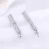 Vertikal bar cubic zirconia asfalterad 925 sterling silver örhängen pärlor mount diy smycken gör 5 par