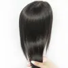 5 x 6 Zoll Echthaar-Topper für Frauen, natürliche schwarze Farbe, 100 % Remy-Slik-Basis, Clip-in-Toupet-Haarteile