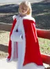 Longo Vermelho com capuz Flores Meninas Cape Com Cloaks casamento para White Christmas do Marfim Faux Fur casamento Inverno Wraps Jacket regalos baratas do costume