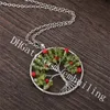 10Pcs Peridot Tree of Life Necklace Green Olivine Gemstone Pendant Wire Spring Jewelry August Birthstone Genealogy Gift for Women, Mom, Wife