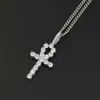 Hip Hop Cross Diamonds Pendant Halsband för män Kvinnor Religion Kristendom Lyxig halsband Smycken Guldpläterad Koppar Zircons Kubansk kedja