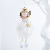 Ornements de poupée d'ange en peluche de Noël poupée de Posture suspendue en peluche argentée avec décoration de bonhomme de neige couronne dorée pour la maison de Noël