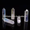 5pcs Rachado Anjo Aura do arco-íris Quartz Bismuth Titanium Silicon Cristal Auto Standing 6 Facet Point Tower Obelisco estatueta Esfera, 3 "-3.5"