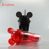 450ML mouse ear tumbler 8 colors double walled acrylic dome tumbler transparent with same color straw