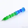 Accessoires de verrerie de stylos en bambou vert bleu Bongs en verre en gros, tuyaux d'eau en verre de brûleur à mazout, narguilés de tuyau de fumée