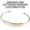 Mode personlig snidad signatur C-formad Bangle Customization Lettering Rostfritt stål 3 Färgarmband