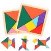 다채로운 나무 tangram 7 pcs / 세트 지그 소 광장 블록 IQ 게임 지능형 교육 완구 아이들을위한 최고의 선물