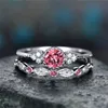 Verjaardagssteen Cubic Zirkoonring Diamant ring sieraden set paar verloving trouwringen vrouwen ringen mode sieraden wil en zandgift