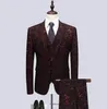 Moda Groom Tuxedos 2019 żakardowe spodnie ślubne Płaszcz Design Best Man Blazer Mężczyźni Garnitury Prom Party Dress Suit Custom (Kurtka + Spodnie + Kamizelka)