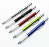 200PC Aluminium Multifunctionele Tool Ballpoint Pen / Level Instrument / Liniaal / Schroevendraaier / Capacitance Touch kan Custom Carving Logo zijn