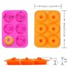 6-Cavity Silicone Donut Baking Pan Non-Stick Mold kitchen cake shop bakeware Tools Baking Nonstick and Heat Resistant Reusable LX1547