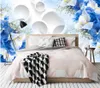 Vacker fantasi cirkel stereo blå bakgrundsbilder blomma wallpaers 3d modern tapet för vardagsrum