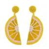 Creativo stile frutta a forma di limone e arancia con orecchini pendenti con perline Summer Cool Beach fatti a mano orecchini di dichiarazione per le donne