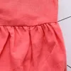 Bébé Barboteuses Enfants Designer Vêtements Filles Fly Manches Triangle Combinaisons D'été Coton Lin Respirant Solide Onesies Escalade Costumes YP908