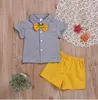Kids Designer Clothes Family Matching Outfits Brother Sister Suits Baby Summer Short Sleeve Bowtie Tops T-shirts Shorts Pants Headband B5468