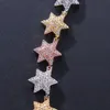Hip Hop Iced Out Zircon Hexagon Star Collar Rose Gold Silver Hit Color Star Collar Cadena