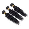 Brailian Human Hair 4 Bunds Deep Wave Witht 13*4 Spets Frontal Baby Hairs 5 PCS Dubbel Wefts Free Part Natural Color