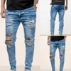 Męskie Zgrane dżinsy dla mężczyzn Casual Czarny Blue Skinny Slim Fit Dżins Spodnie Rowerzysta Dżinsy Hip Hop z Sexy Holel Denim Spodnie