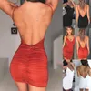 캐주얼 드레스 섹시한 여자 여름 Backless 높은 Draped 슬림 붕대 Bodycon 저녁 파티 짧은 미니 드레스