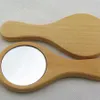 Espejo de madera natural Mirror de madera Vintage 1pc portátil compacto maquillaje tocador de mano mano con asa RRA1387