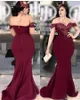 2019 Aso Ebi Arabic Burgundy Cheap Sexy Evening Dresses Sweetheart Lace Beaded Prom Dresses Mermaid Formal Party Second Reception Gowns