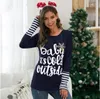 Long Sleeve Striped Casual Pullover T-shirts Xmas Christmas Shirts Women Letter Print Tops Contrast Tees Blouses Blusas Hoodies AZYQ6583