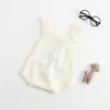 아기 솔리드 삼각형 니트 Romper 민소매 버튼 토끼 인쇄 양모 jumpsuit 키즈 onesies 여자 소프트 밖에서 0-3t