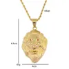 Fashion-ion head diamonds pendant necklaces for men western animal golden luxury necklace Stainless steel Cuban chains jewelry free shiping