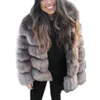 TIARAKA Winter Thick Warm Faux Fur Coat Women Plus Size Hooded Long Sleeve Faux Fur Jacket Luxury Winter Coats bontjas