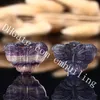 10個の紫色の蛍石彫刻宝石の動物の蝶のペンダント手作りの上の穿孔天然蛍石の水晶結晶の蝶チャームペンダント