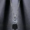 8mm Zirkonia Hanger Kettingen Luxe Sleutelbeen Sieraden Dame Dames Zilveren Choker Ketting Zes Klauwen Rond Kubieke Zirkonia CZ Charm Mode Bruiloft Bruid Sieraden Cadeau