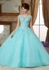 2023 ثوب كرات جديد فستان حفلة موسيقية الطويل تول تول زرقاء اللون الأزرق للتخرج Quinceanera Vestidos de 15 Anos Debutante291q